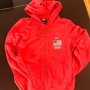 Nike Red Hoodie with Olympic Flag